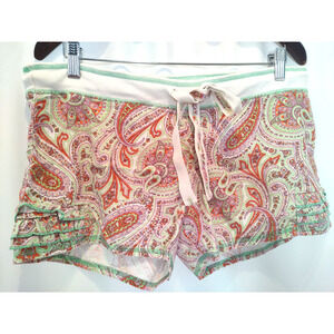 Sundance Womens Paisley Ruffle Drawstring Casual Shorts Small